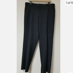 Andrew Fezza FEZ Flat Front Dress Pants Slacks - Black - 38" x 32"
